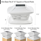 Davinci Lighting Flexfit Solar Outdoor Post Cap Lights - Includes Bases for 4x4 5x5 6x6 Wooden Posts - Bright LED Light - Pearl White (8 Pack)