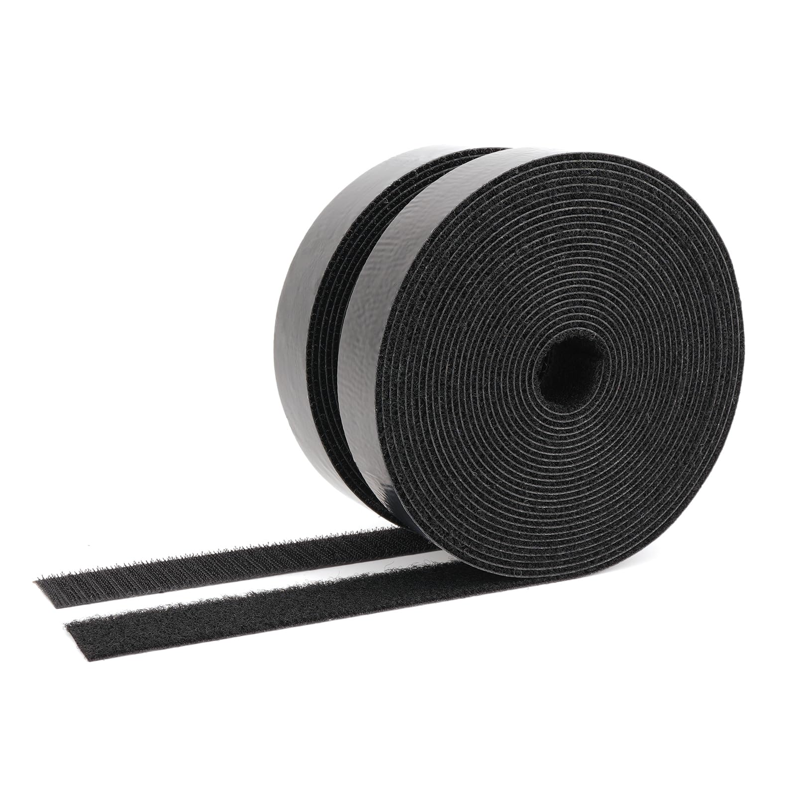 Hook and Loop Tape 20Ft x 1Inch Heavy Duty Double-Sided Adhesive Strips, Strong Sticky Back Fastener Roll, Cuttable Interlocking Tape Fasteners for Home, Office, Car, School & DIY Crafts Black