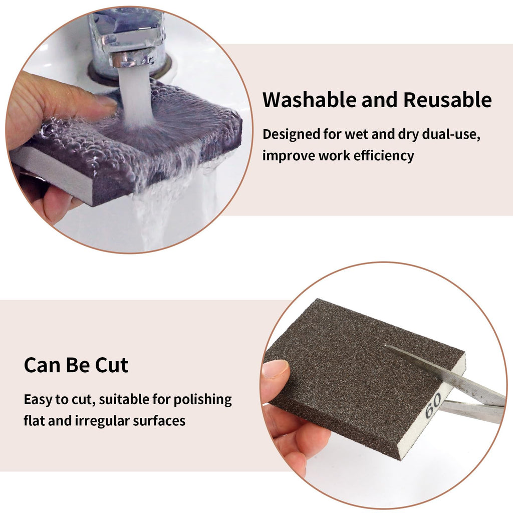 8 Pack Sanding Sponge Block, Wet Dry Sandpaper Sand Paper for Drywall Wood