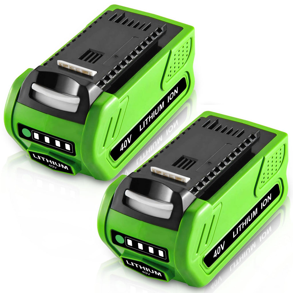 2 Pack 40V 6000mAh Ultra High Capacity Lithium Replacement Battery Compatible with Greenworks 40V Battery Power Tools 29252 20202 22262 25312 25322 20642 22272 27062 29462 Tool(NOT for Gen 1) (Green)