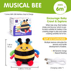 hahaland Musical Tummy Time Bouncing Plush Bee Crawling Toy for 6 Month