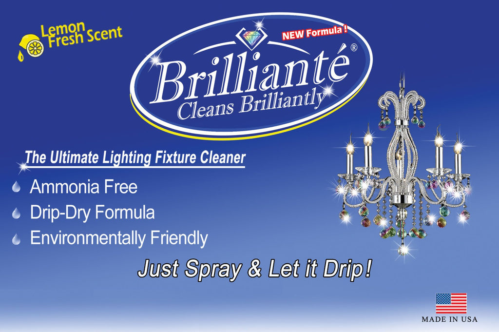 BRILLIANTE Crystal Chandelier Cleaner Manual Sprayer 32oz Environmentally Safe, Ammonia-Free, Drip-Dry Formula, Made in USA (1)
