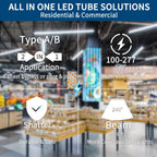 10Pack T8 LED Bulbs 4 Foot, 4FT T8 Fluorescent Replacement, Type A+B,14W 2450LM 4000K Neutral White, Plug & Play or Ballast Bypass, G13, T8 T10 T12 LED Replacement, Frosted Cover