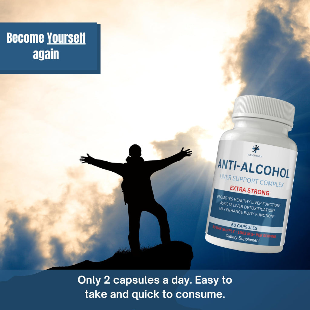 nutra4health Anti Alcohol Craving Supplement, Anti-Alcohol Complex, Anti Drink Support, 60 Capsules to Help Reduce Cravings