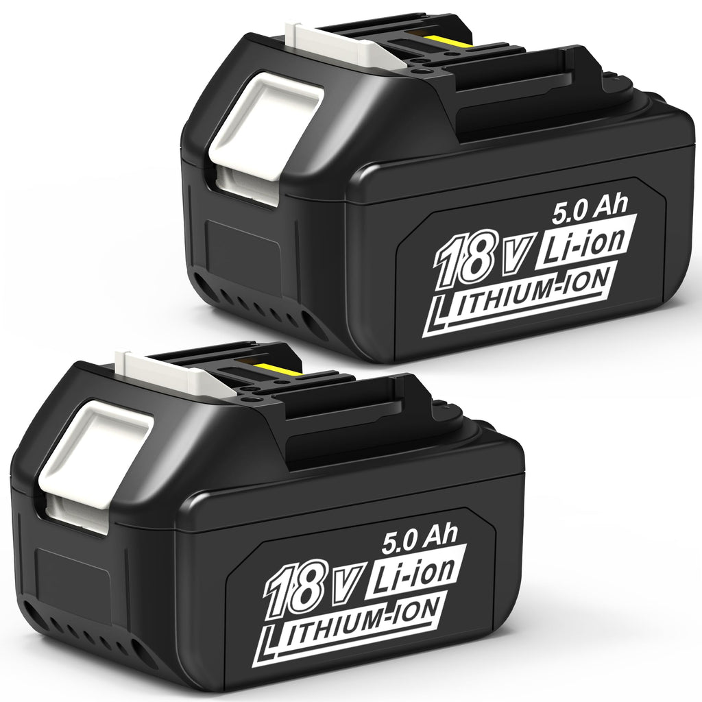 CHAUNVEN 2 Packs 5.0Ah 18V Battery Replacement for Makita 18V Battery BL1850B BL1840B 1860B BL1830B BL1815B Compatible with Makita 18 Volt Cordless Power Tool and Charger