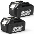 CHAUNVEN 2 Packs 5.0Ah 18V Battery Replacement for Makita 18V Battery BL1850B BL1840B 1860B BL1830B BL1815B Compatible with Makita 18 Volt Cordless Power Tool and Charger