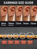 FaithHeart Stainless Steel Black Huggie Hoop Earrings for Men 10mm