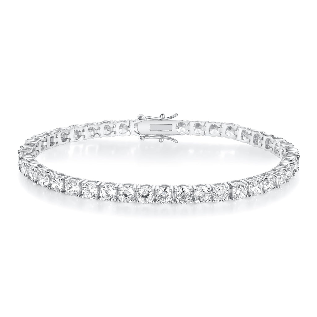 Gemsme 18K White Gold Plated 3.0mm Cubic Zirconia Classic Tennis Bracelet 6.5 Inch