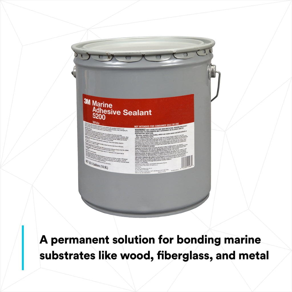3M Marine Adhesive Sealant 5200, PN21463, White, 5 Gallon Drum (Pail)