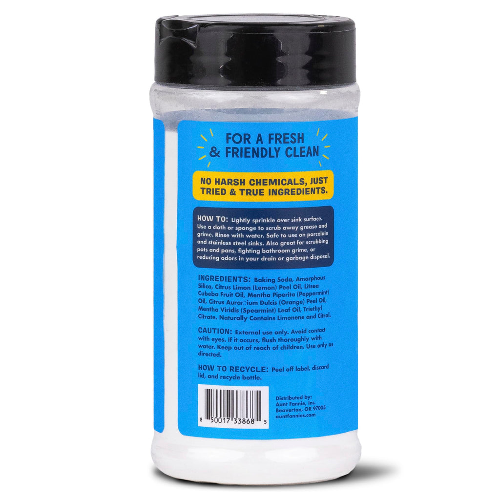 Aunt Fannie's Sink Refresher, Bright Lemon Powder Scrub and Odor Minimizer for Sinks, Drains and Garbage Disposals, 16 Ounces (Pack of 6)