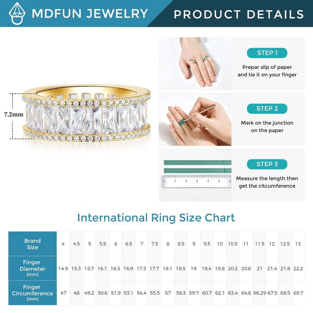MDFUN 18K Gold Plated Eternity Wedding Band for Women