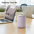 EKO Fandy 0.4 Gal/1.5L Mini Tabletop Trash Bin with Swing-Lid, Desktop Trash Can for Bathroom Countertop, Vanity, Coffee or Office, Small Garbage Bin (Lavender)
