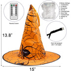 DAZZLE BRIGHT 8 Pcs Hanging Witch Hat String Lights, Light Up Waterproof Halloween Decorations with Remote Control for Outdoor Garden Party Carnival Supplies Decor