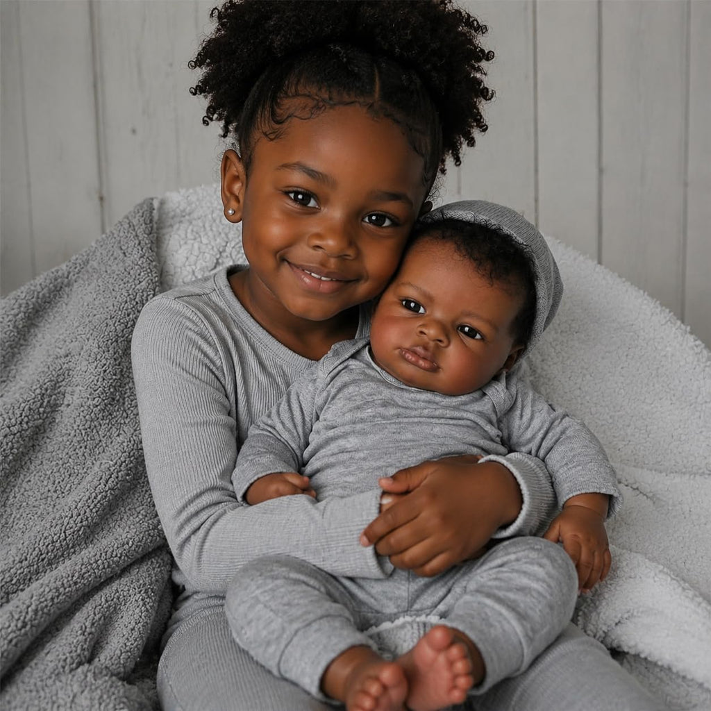 WOOROY Realistic Reborn Baby Dolls Black Boy, 20 Inch African American Newborn Boy Doll, Lifelike Weighted Soft Body, Christmas Birthday Gift for Kids Age 3 +