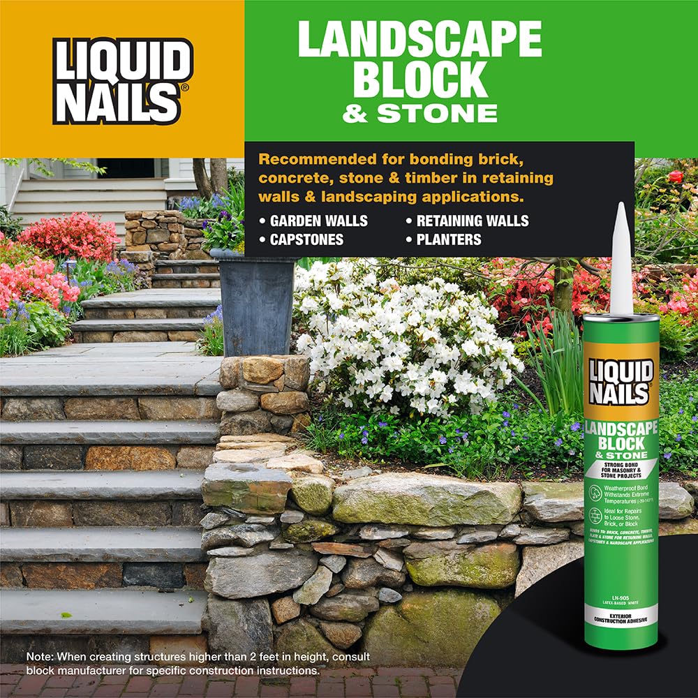 Liquid Nails - LN-905 Landscape Block Adhesive (LN905), Low VOC, 10 oz (Pack of 6)