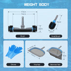 UIRWAY 6-in-1 Deluxe Swimming Pool Cleaning Kit - Includes Detachable Pool Brush, Deep Leaf Skimmer & Fine Mesh Net, Small Brush, Gloves, Adjustable Aluminum Pole Inground & Above Ground Cleaning