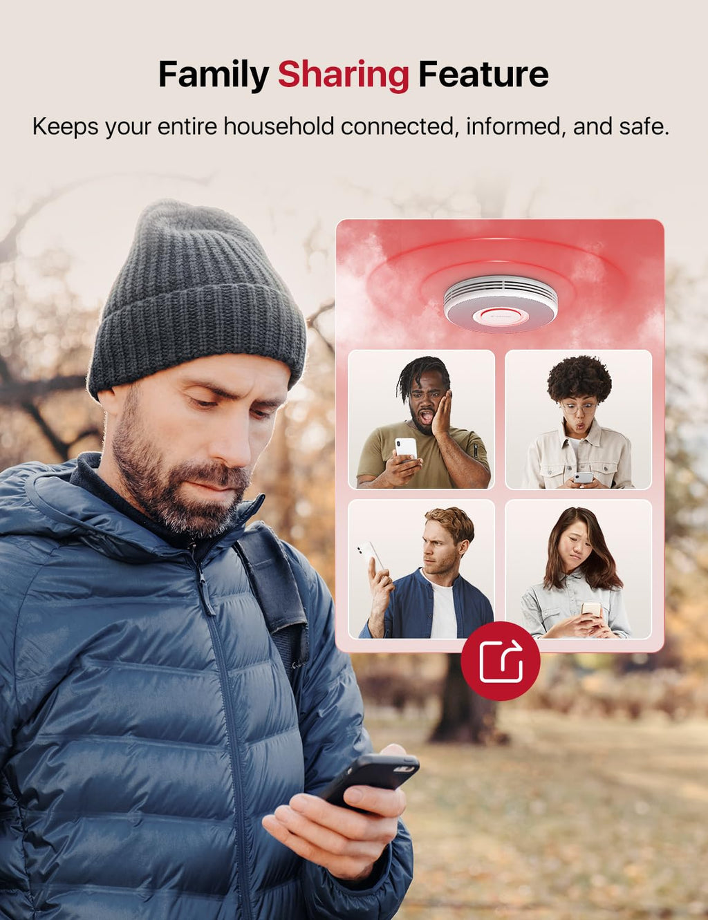 X-Sense XS0B-MR61 2.4 GHz Wi-Fi Connection via Base Station (Included), White, 6 Smoke Detectors
