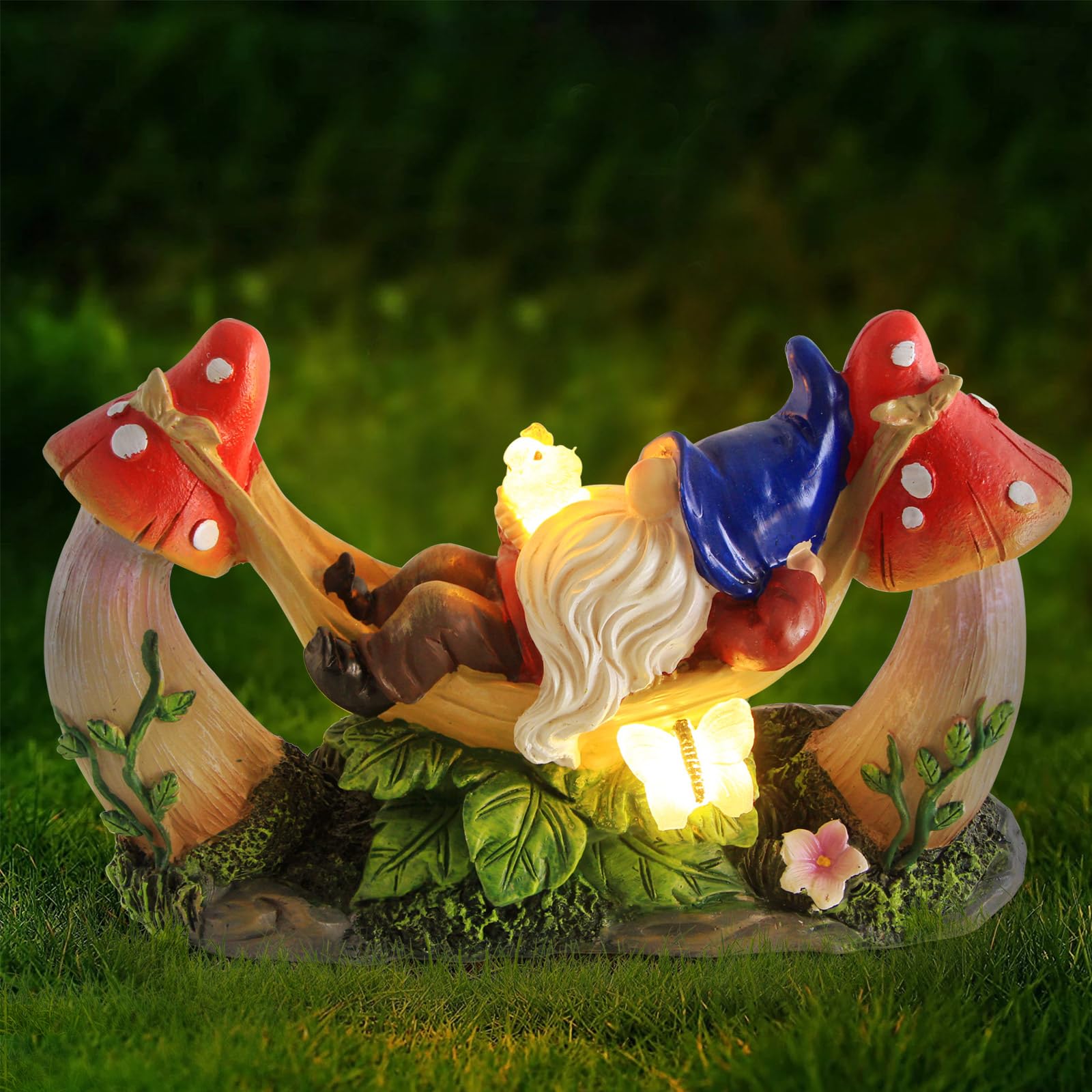 Outdoor Garden Gnome Statue,Solar Gnomes Figurine Birthday Gifts for Mom