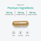 Vitanica Bitters Extra - Digestion Support Supplement with Dandelion Root - Digestive Enzymes & Ginger Root for Digestive Health Support - Herbal Supplement with Plant-Based Enzymes - 90 Capsules