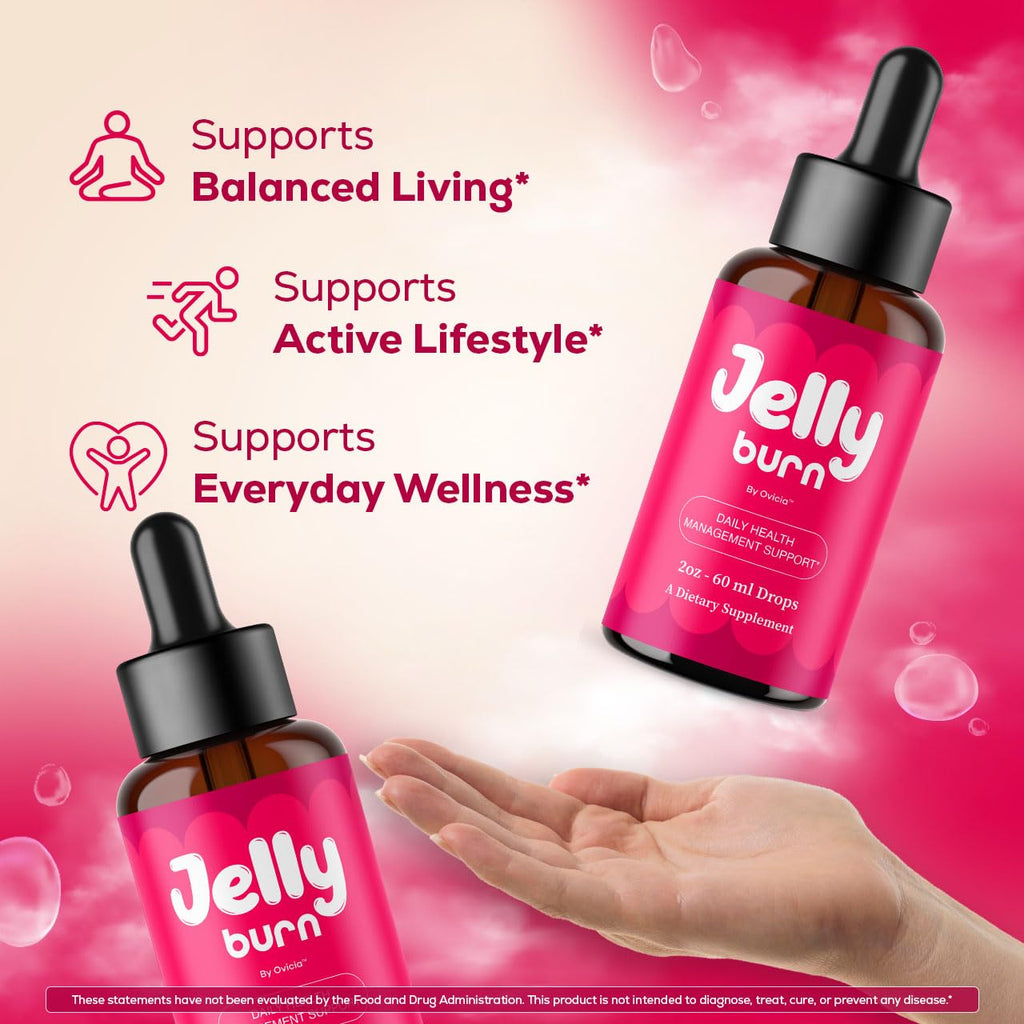 (2 Pack) Jelly Burn Drops - Official JellyBurn Oral Liquid Drops Advanced Premium Formula Maximum Strength, All Natural Ingredients Vitamins for Overall Health & Wellness, 2 Bottles for 2 Months