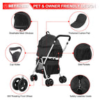 BETSOCCI Double Dog Stroller with 2 Detachable Carrier, Portable Pet Stroller for Small Dogs & Cats Folding Lightweight Puppy Travel Carriage, 4 Wheels, Black