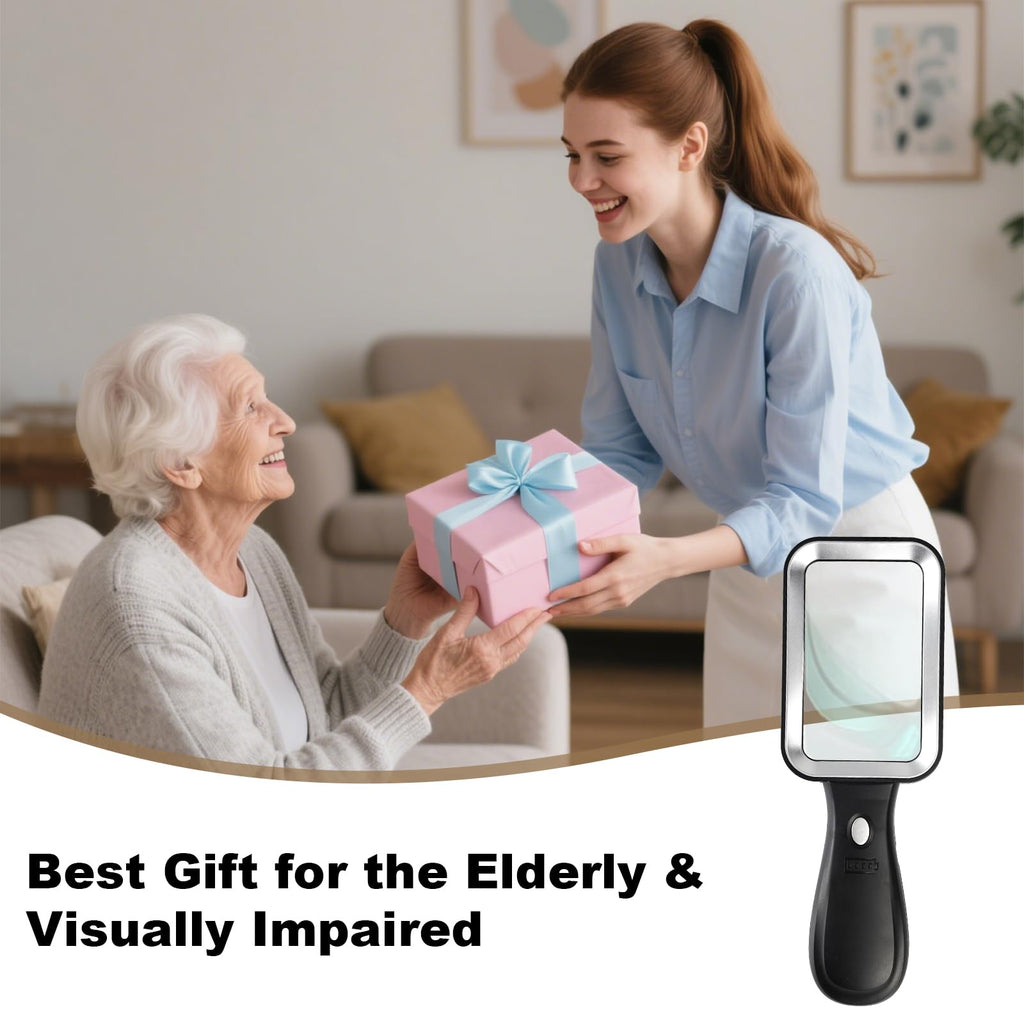 10X Magnifying Glass with Light, Rechargeable Magnifier with 3 Color Modes, Lighted Magnifying Glass Handheld for Seniors Reading Low Vision, Inspection, Close Work