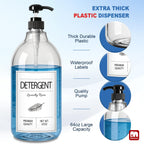 GMISUN Laundry Detergent Soap Dispenser, Plastic Liquid Laundry Detergent Dispenser, Container for Farmhouse Laundry Room Decor, Organizer for Liquid SoftenerBleach Heavy Duty Plastic Bottle(3 Pack)