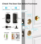 Veise VE06-L Smart Locks with 2 Lever Handle Set, App Control, Keyless Entry Deadbolt for Front Door, Electronic Digital Touchscreen Keypad, Auto Lock, Waterproof, Easy Installation, Matte Black