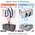 BALEINE 6-Pack Oversized Moving Bags with Reinforced Handles, Heavy-Duty Storage Tote for Clothes, Moving Supplies (Clear, 6-Pack)