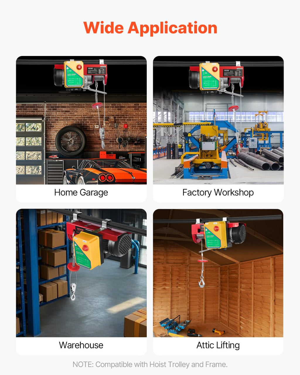 VEVOR 1320lbs Wireless Electric Hoist, 1150W 110V Electric Steel Wire Winch with Wireless Remote Control, 40ft Single Cable Lifting Height & Motor, for Garage Warehouse Factory