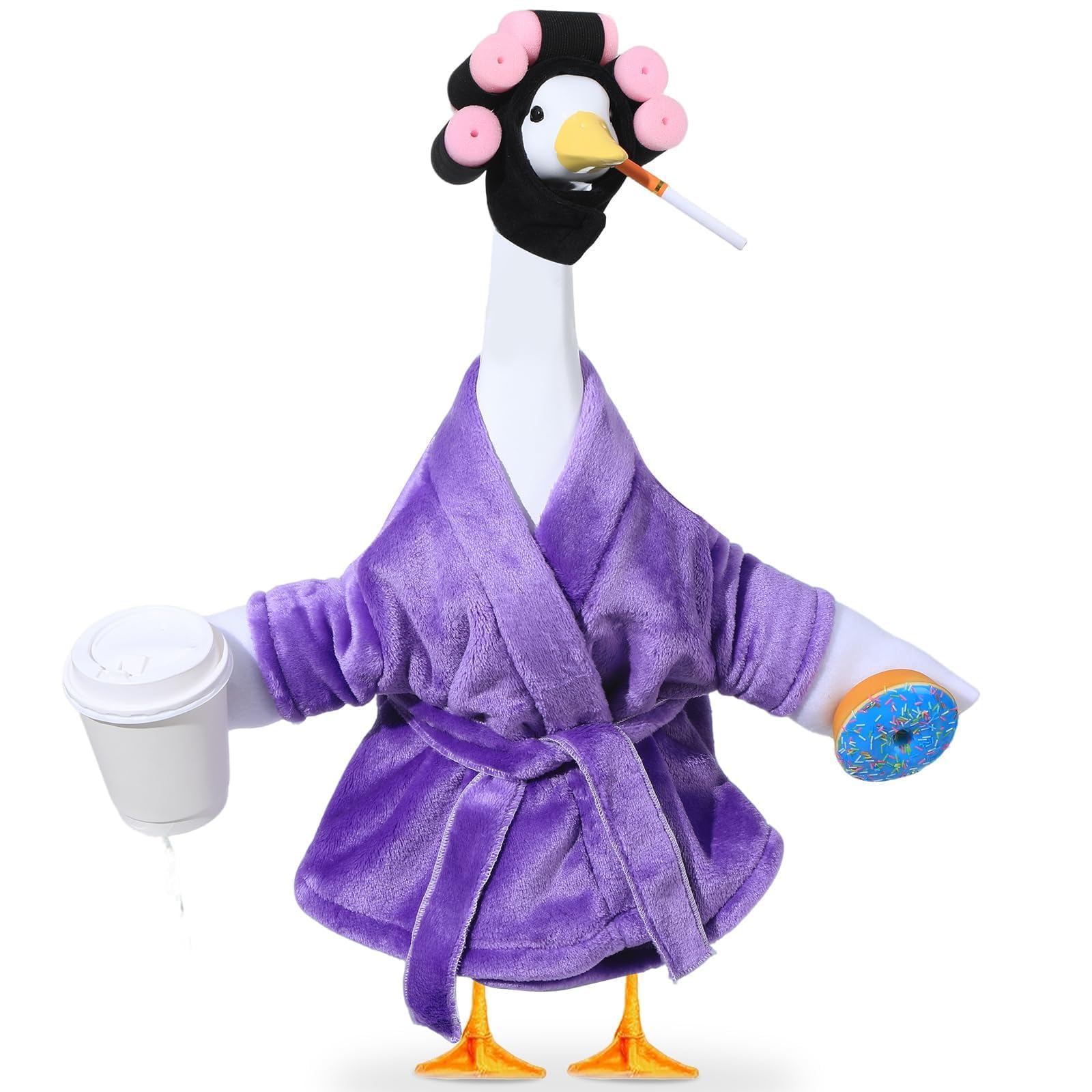 Old Lady Porch Goose Outfits 23 in Bathrobe Lawn Goose Costume Set Purple