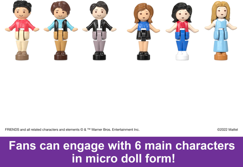 Polly Pocket Friends Compact Playset with 6 Character Dolls & 9 Accessories, Coffee Cup Exterior, Collectible Toy