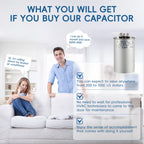 QYCKFIXR AC Capacitor 45+5 uF 45/5 MFD ±6% 370V/440VAC CBB65 Dual Run Circular Start Capacitor for Heat Pump Air Conditioner，Ten Years of Coverage