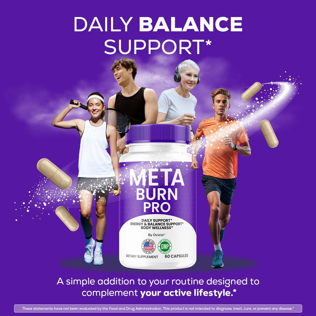 Meta Burn - Official Meta Burn Pro Capsules Advanced Formula with All Natural Ingredients, MetaBurn Pills Maximum Strength for Wellness & Overall Health Support, 60 Capsules for 1 Month