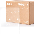 GPI - 10" x 13" Zip Bags, 500 Count, Clear Plastic Reclosable Zipper Poly Baggies, with Resealable Zip Top Lock. for Freezer, Apparel, Clothing, Food, Home & Office Supplies.