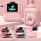 Kids Instant Camera with 64GB SD Card, Portable Digital Camera Toy for Girls and Boys Ages 3-12, Toddler Christmas and Birthday Gift for 3 4 5 6 7 8 9 10 Year Old Kids (Blue) (Pink)
