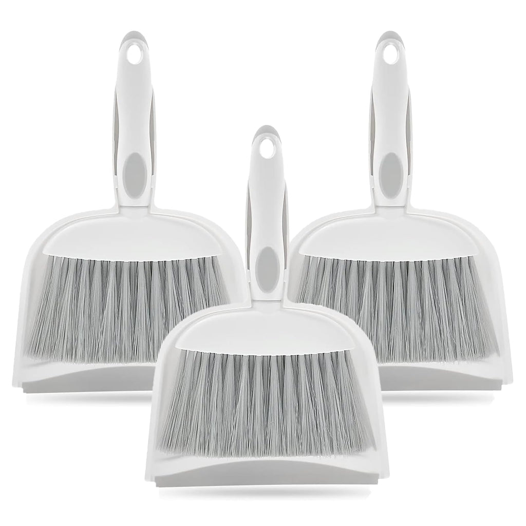 Dust pan, Mini Dustpan and Brush Set, Small Broom and Dustpan Set, Small Hand Broom and dust pan Set, Whisk Broom, Dust pan and Brush for Desk, Table, Home, Kitchen Necessities (Gray 3 pcs)