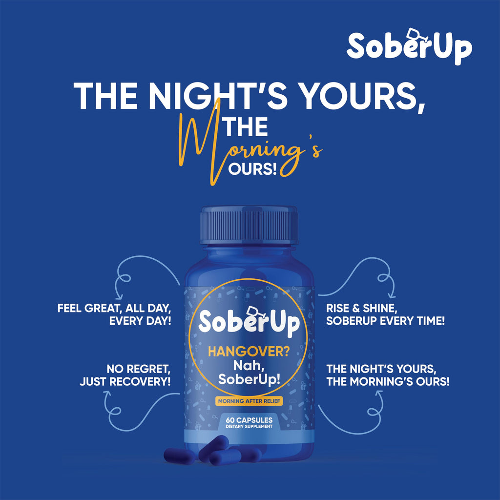 SoberUp Recovery Boost – Hydration, Electrolytes, Antioxidants, Herbal Wellness Blend – DHM, Milk Thistle, Vitamin B Complex - Supports Morning After Clarity, Energy, Rejuvenation – Vegan – 60 Count