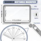 AKKYCVS Magnifying Glass with Light, Rechargeable 5X Large Page Magnifier for Reading, Folding Handheld Dimmable, LED Lighted Rectangle Magnifier for Reading Book Small Print for Seniors Low Vision