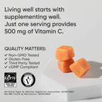Sports Research­® Vitamin C Gummies | 500 mg Vitamin C | Sugar Free, Gelatin Free, Vegan Certified & Non-GMO Tested | Immune & Antioxidant Support 60 Gummies