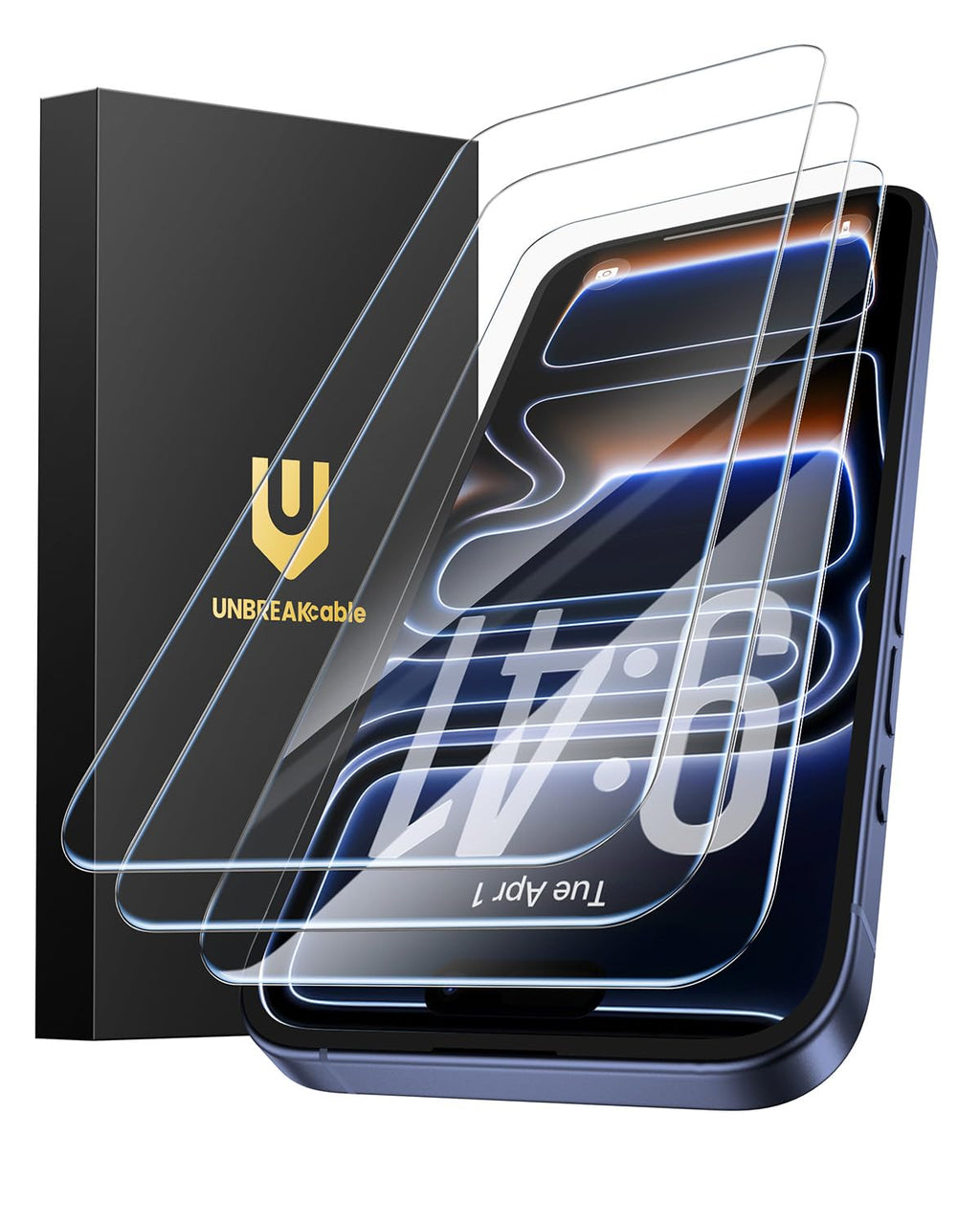 UNBREAKcable 3-Pack Screen Protector for iPhone 17 Pro Tempered Glass