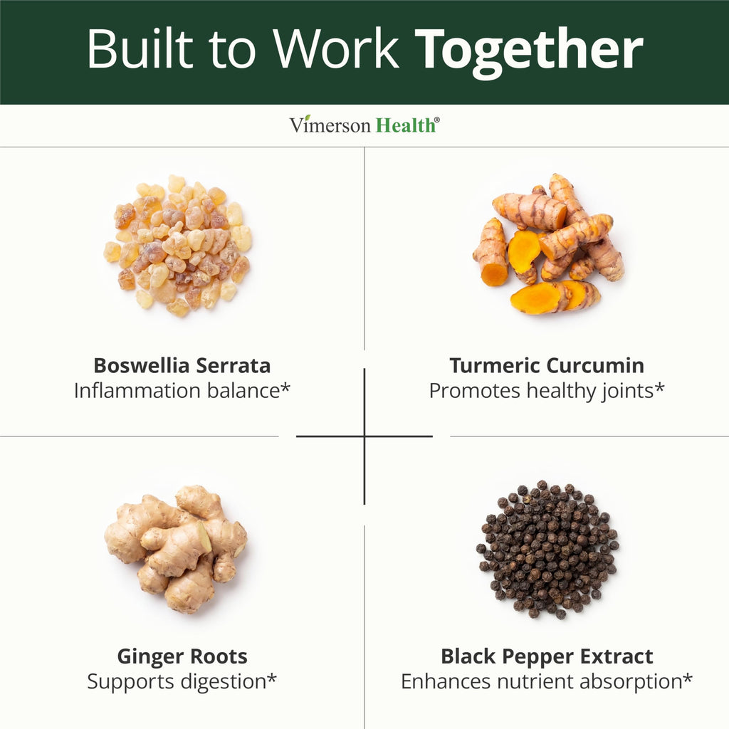 Boswellia Serrata Turmeric Supplement for Joint Support & Inflammation Balance – Turmeric Boswellia Supplement with Ginger & Black Pepper Extract for Enhanced Absorption – Non-GMO - 120 Capsules