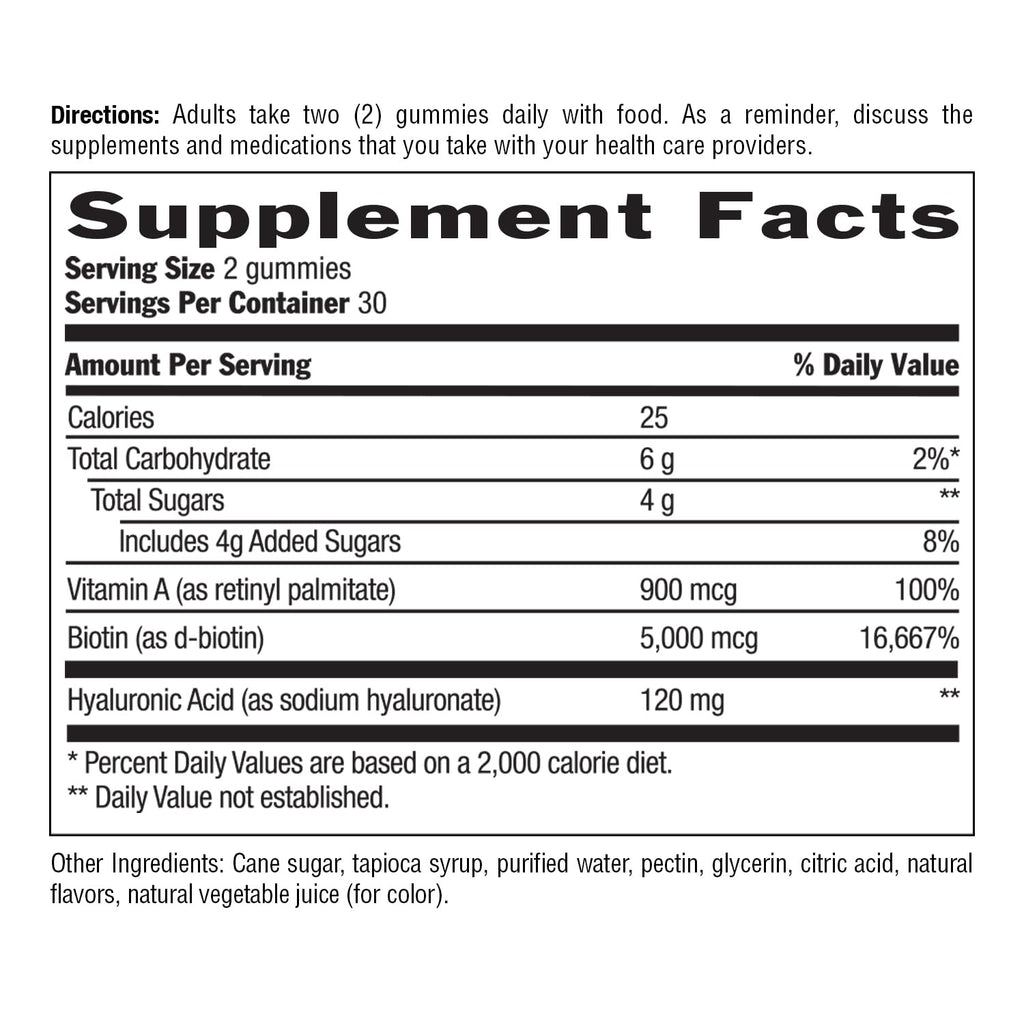 Country Life Maxi-Hair Skin & Nails Gummies with Hyaluronic Acid & Biotin 5,000 mcg – Supports Hair Growth, Skin Hydration & Nail Strength – Vegan, Gluten Free – 60 Gummies