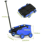 AESRAOU Mini Dog Strollers for Mini Pets, Foldable Multifunctional Shopping Carts with Extendable Pull Handle, Doggie Wagon Built-in Cushion and Safety Rope with Storage Bag (Blue)