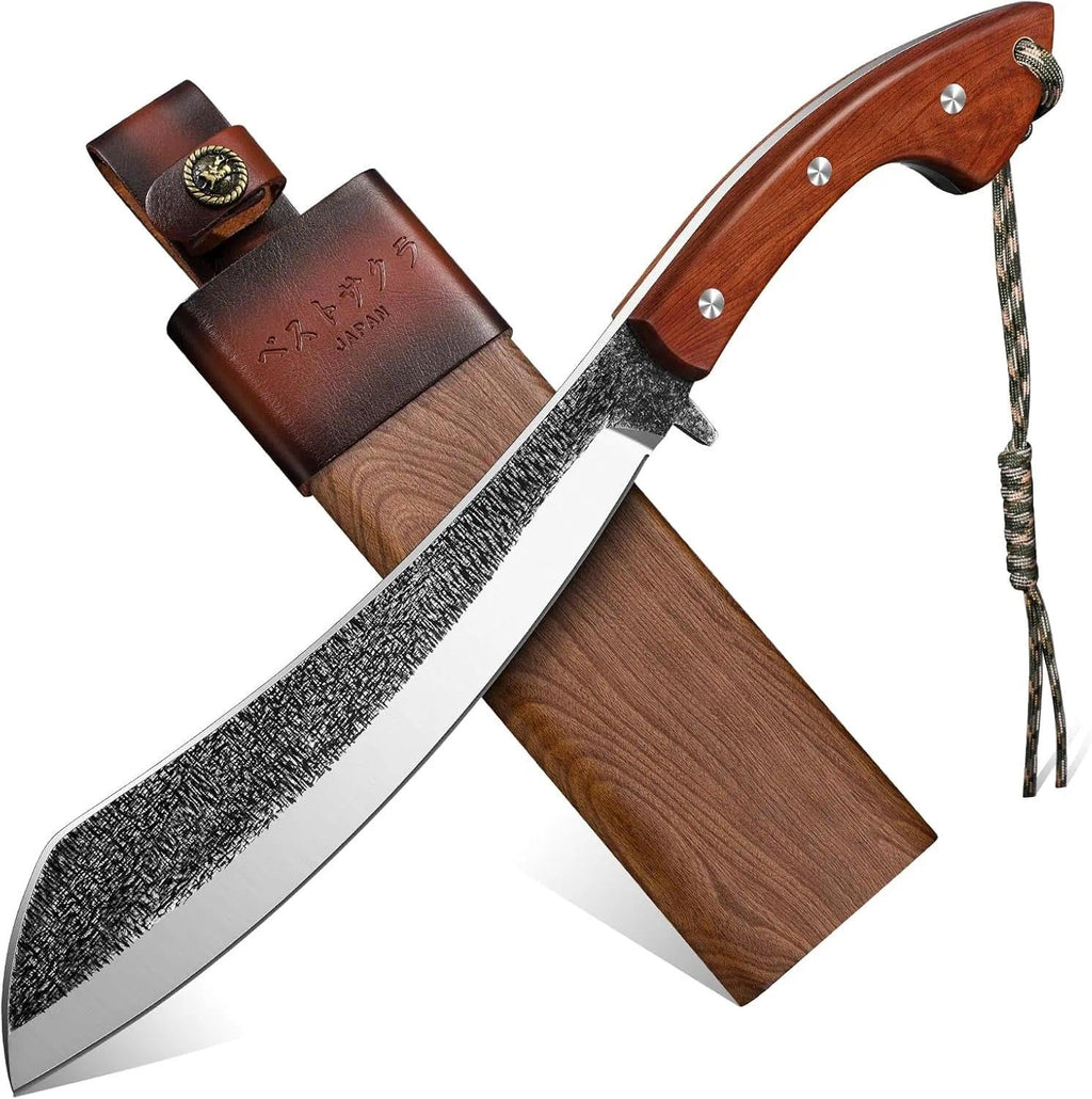 Golden Bird Parang Machete with Wooden Sheath for Cutting Trees Heavy Duty