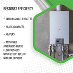QwikProducts QwikDescaler + Concentrated Descaler Solution, Tankless Water Heater Descaling Solvent for Heat Exchanger, Quickly Dissolves Scale, Lime, Tarnish and Deposits, 1 Gallon