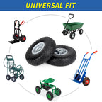 10x3.00-4 Flat Free Tire, 10" Heavy Duty Replacement Tire and Wheel Assemblies, Compatible Cosco Hand Trucks and Trolley Carts, 5/8" Axle Bore Hole, 2.2" Offset Hub, 2-Pack
