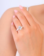 Rinfit Thin Silicone Ring for Her, Oval Cut CZ Stone - Wht/Sil, Size 6