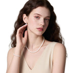 Freshwater Pearl Necklace Set Includes Bracelet and Earrings Genuine Pearl Set Jewelry for Women 925 Sterling Silver Pearl Jewelry for Mother's Day, Anniversary, Birthday, Valentine's Day, Wedding