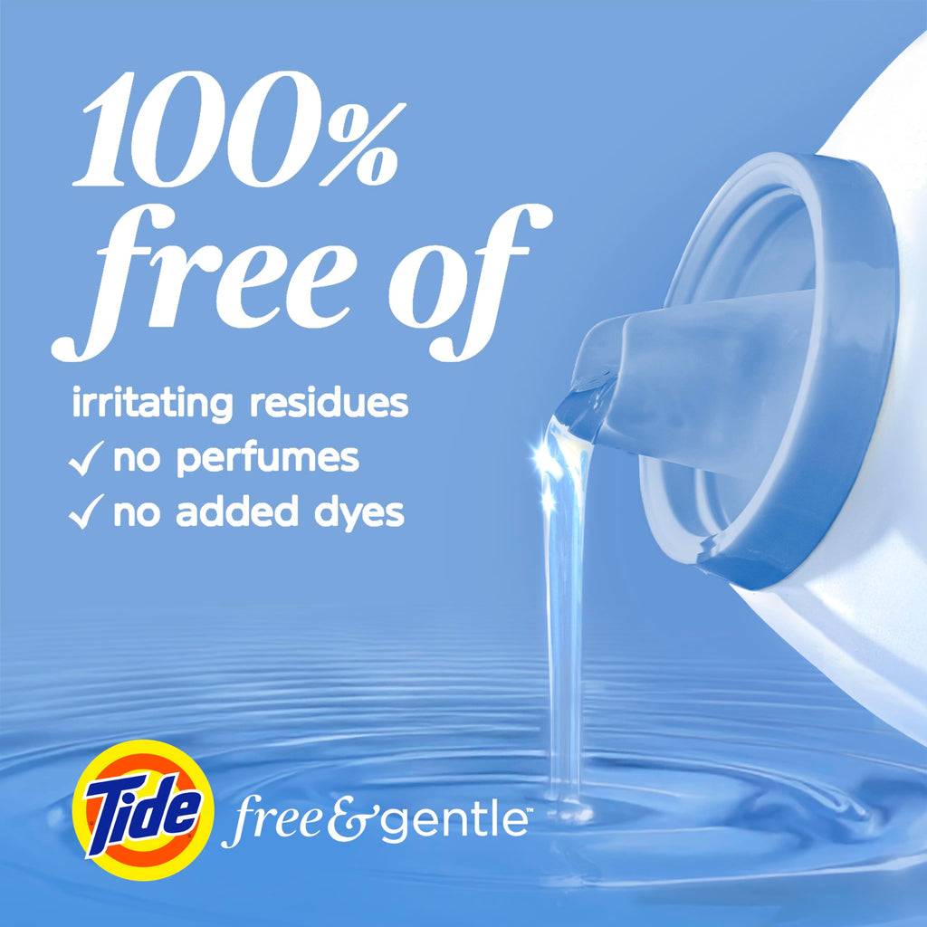 Tide Free & Gentle Liquid Laundry Detergent, 80 Loads, 105 fl oz, Tide Laundry Detergent, Clean Laundry Detergent